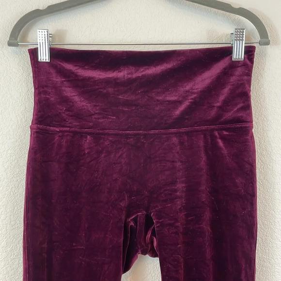 Spanx dark burgundy velvet leggings size large - Picture 2 of 6